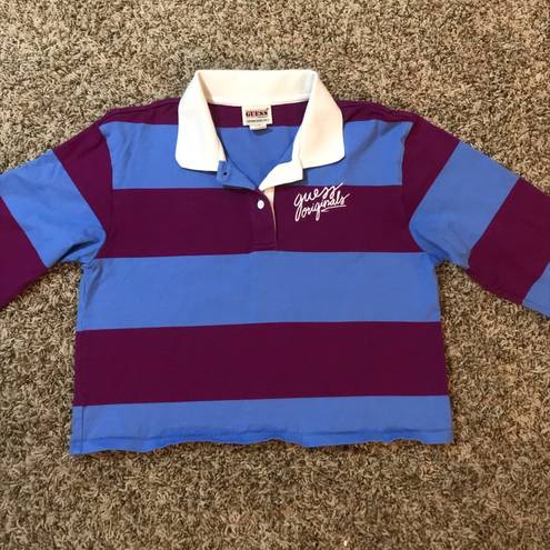 Guess  striped rugby polo cropped top