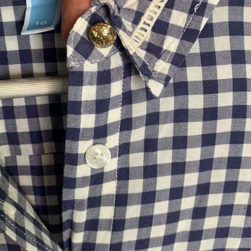 Draper James  Elliot Blue White Gingham Button-down Shirt Sz 10