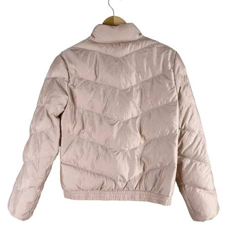 BCBGeneration  Ribbon Tie Chevron Quilted Puffer Jacket in Blush, Medium