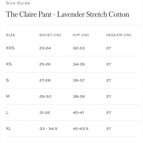 Hill House New!  The Claire Pant Lavender Stretch Cotton Mid-Rise Ankle Pants