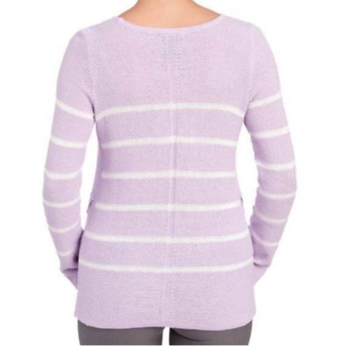 The Moon Design365 Striped Crew Neck Sweater Knit Violet Pullover Size L MSRP $108