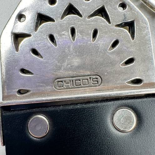 Chico's  Black Genuine Leather Hook Buckle Belt Size Small S Medium M Womens