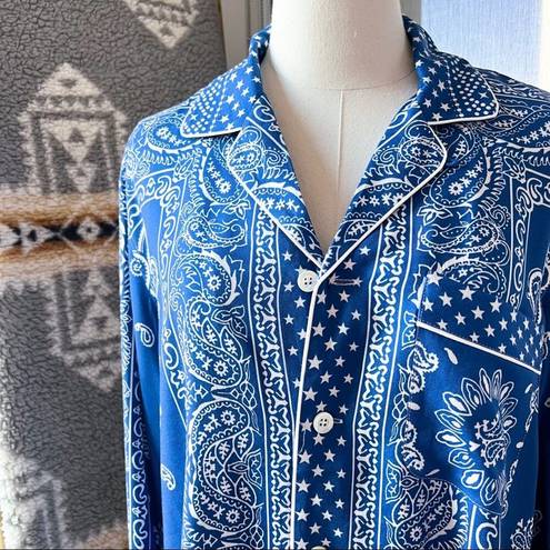 Polo  Ralph Lauren Blue Bandana-Print Twill Slouchy Button Down Shirt Women’s M