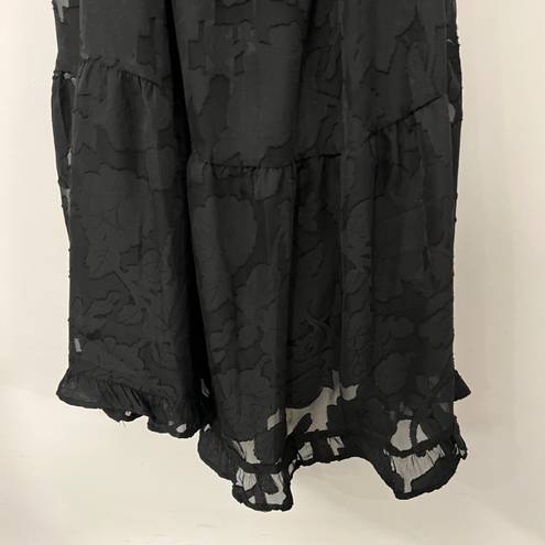Heartloom Black Floral Ruffle Midi NWT Dress- Large
