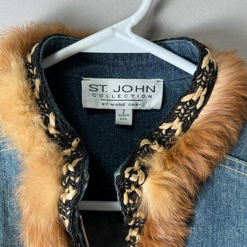 St. John  fur jean jacket size‎ 2