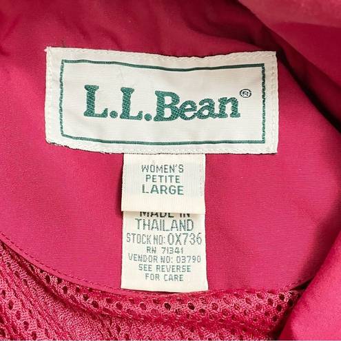 L.L.Bean  Hooded Raincoat Red Lightweight Spring Coat Jacket Size LP Large Petite