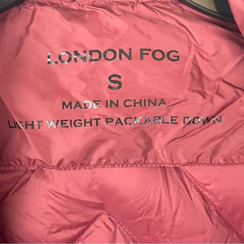 London Fog  Burgundy Lightweight Packable Down Hooded Full Zipper Puffer Jacket