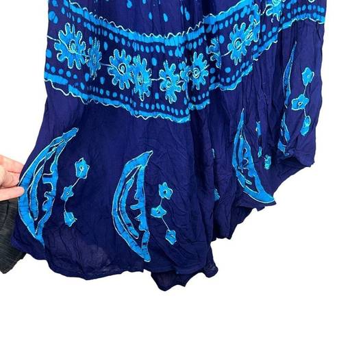 The Moon Sakkas and Stars Batik Caftan Tank Dress / Cover Up in Shades of Blue