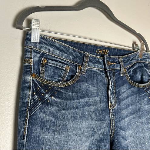 Cache  Rhinestone Studded Flare Leg Jeans Size 6