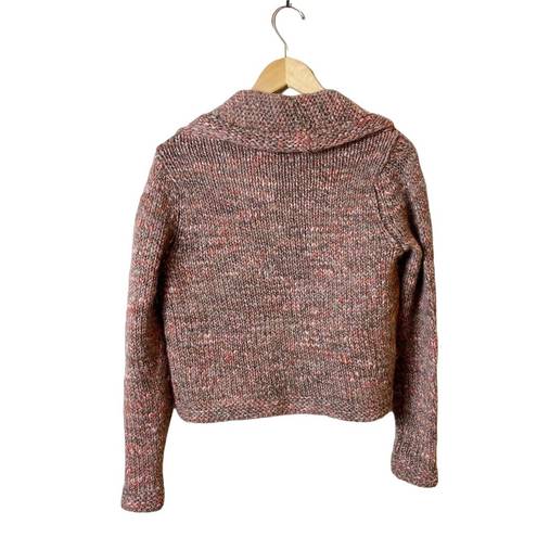 J.Jill  Open Cardigan Sweater Italian Wool Alpaca Soft Brown Pink Marled Small