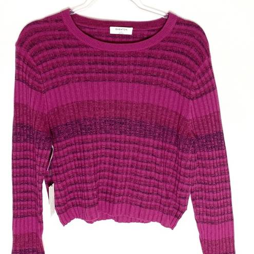 Babaton  Nathaniel space dyed striped cropped sweater in raspberry size Large NWT