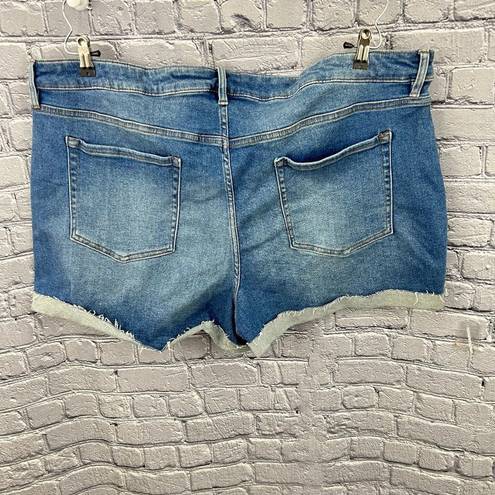 Ava & Viv  Shorts Mid Rise Midi Blue Denim 5 Pockets Button Fly Stretch 26W