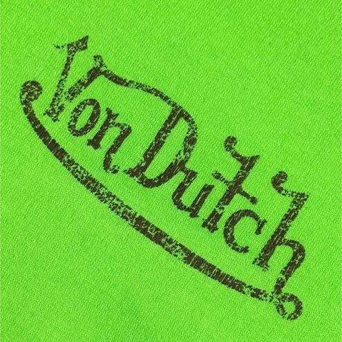 Von Dutch  Brown Logo Neon Green Full-Zip Hoodie