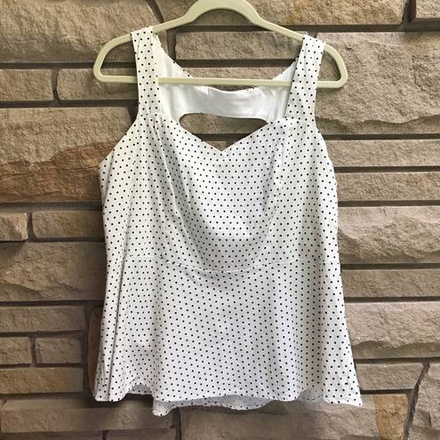 Torrid  Foil White Polka Dot Peplum Top Size 2x Retro Pin zip