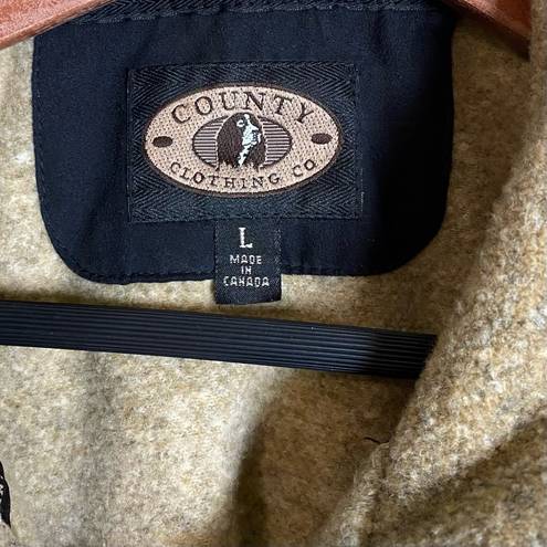 Krass&co VTG County Clothing . Tan/Black Moose & Bears Fleece Button Front Crop Jacket