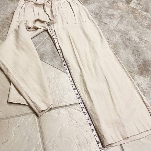 Zenana Outfitters NWT  High Waist Linen Paper Bag Wide Leg Pants Khaki Pockets XL