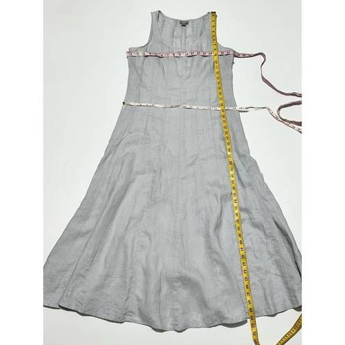 J.Jill  Tank Dress Pleated Sleeveless Scoop Neck Side Zip Linen Gray Medium