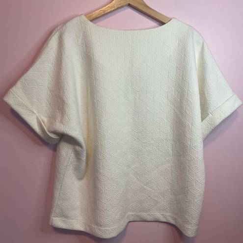 Bobeau  white textured women’s blouse short sleeve‎ shirt size large