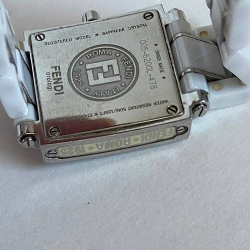 Fendi  Square Ceramic White Watch, Stainless Steel