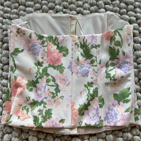 ZARA NWT XS  Floral Corset Coquette Top Summer Bustier Structured