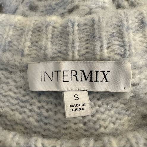 Intermix  Womens Wool Knit Pull-Over Sweater Size S Heather Blue Cream