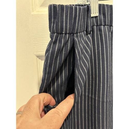 The Loft  Outlet Original Straight Blue White Striped Elastic Waist Pants Size 14