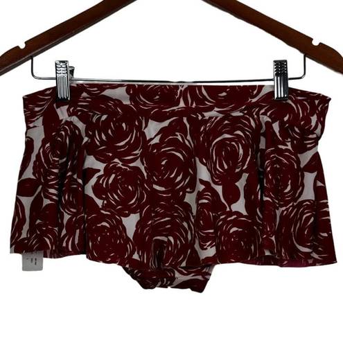 Robin Piccone  Rockabilly Red Rose Skirt Bikini Bottom Size L NWT