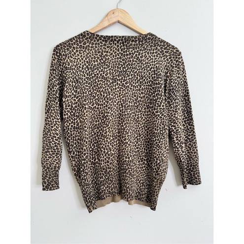 Michael Kors  leopard print silk blend 3/4 sleeve cardigan sz SP