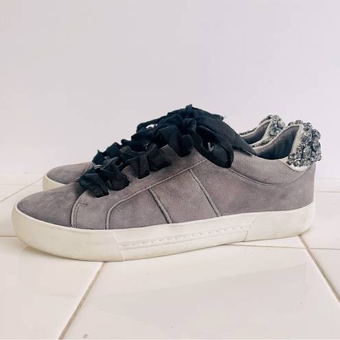 Joie  Gray Suede Bejeweled Sneakers Size EU 37.5