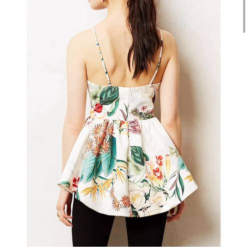 Anthropologie Cameo  Dahlia Floral Ruffle Hi Low Peplum Top