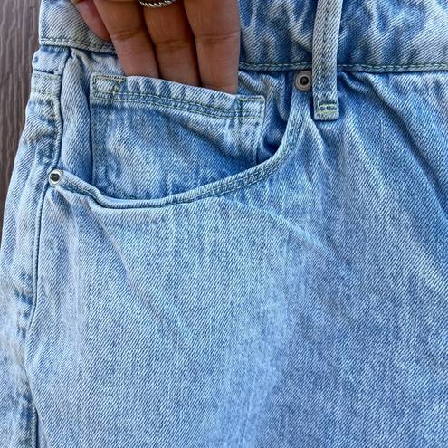 Good American  Women’s Shorts Blue Jean Denim Button Fly Cut Hem Size 10