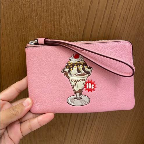 Coach  Corner Zip Wristlet With Sundae Graphic