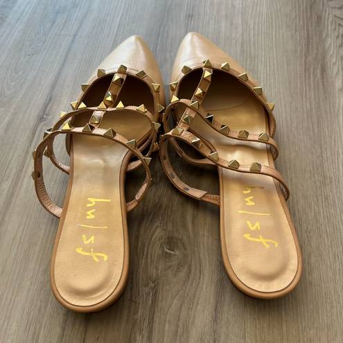 Tuckernuck  French Sole 8.5 Studded Strappy Leather Ballet Flats