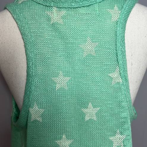 Vintage Havana LARGE MINT GREEN RACER BACK KNIT TANK TOP WITH STARS New