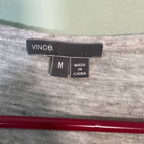 Vince  Split Neck Racer Back 100% Linen Tank Top Grey size M