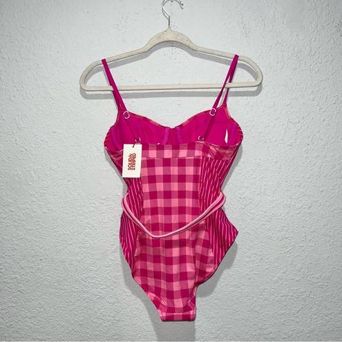 Solid & Striped  Spencer Orchid Pink Gingham Belted One-Piece Swimsuit