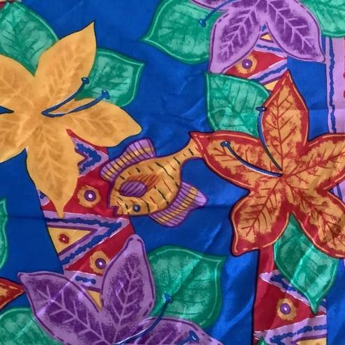 Vintage 100% silk scarf The specialty house fish/ floral print bright multicolor