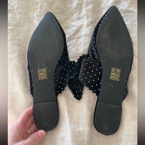 Jack Rogers Designer Shoes Black Velvet Bow Flats / Mules