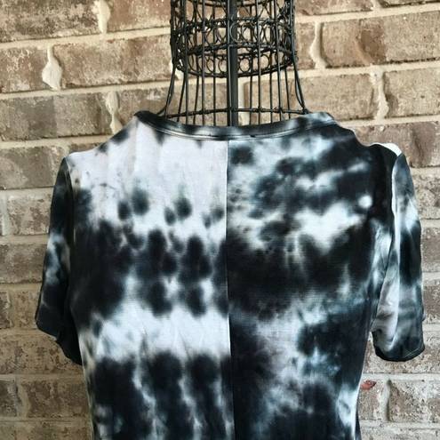 Caution to the Wind  Dress Small Black White Tie Dye Hi Low Hemline Boho …