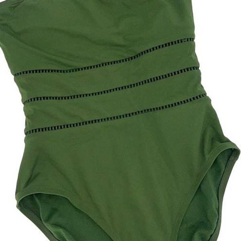 Bleu Rod Beattie  Womens Behind The Seams One Shoulder Swimsuit Green Size 4