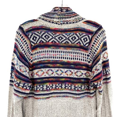 Harper Haptics Holly  Boho Multicolored Fringe Knit Long Cardigan Sweater