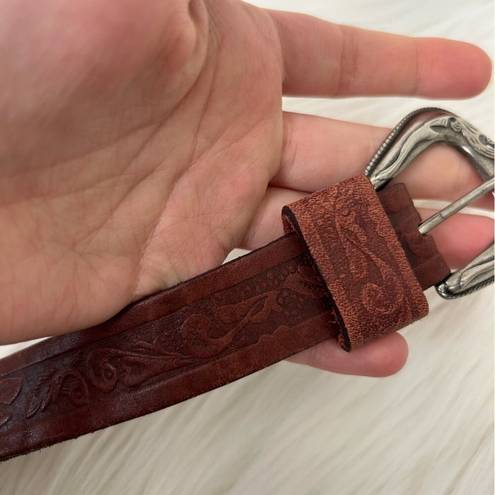 Vintage Brown Leather Made in USA Western Style Belt