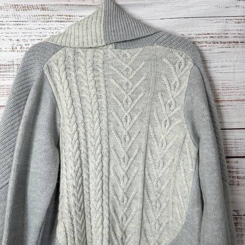 FATE. Please Yourself Gray and Cream Open Shawl Chunky Cardigan, EUC, Small