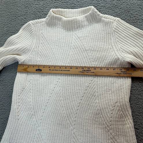 J.Jill  Chenille Sweater Womens Small Off White Mock Neck Cable Knit Tunic