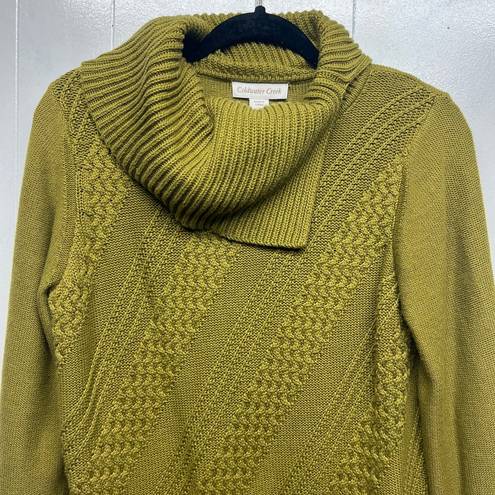 Coldwater Creek  Olive Green Women's Pullover Knit Sweater Size Medium Cowl Neck