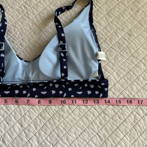 Aerie  Pique Longline V Scoop Bikini Top large navy blue animal print