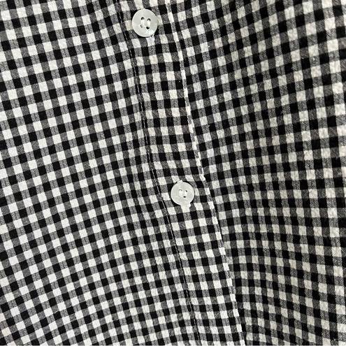 White Stag white and black check gingham button up long sleeve shirt blouse Y2K