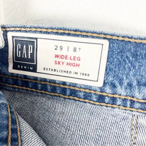 Gap  Medium Wash Sky High Wide Leg Denim Jeans, Size 8 Tall