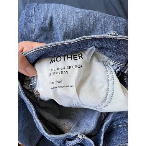 MOTHER Denim  The Insider Crop Step Fray In Girl Crush Blue Jeans Size 29