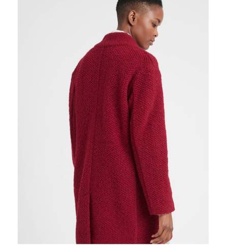 Banana Republic NWT  Knit Collarless Coat Wool Blend Red